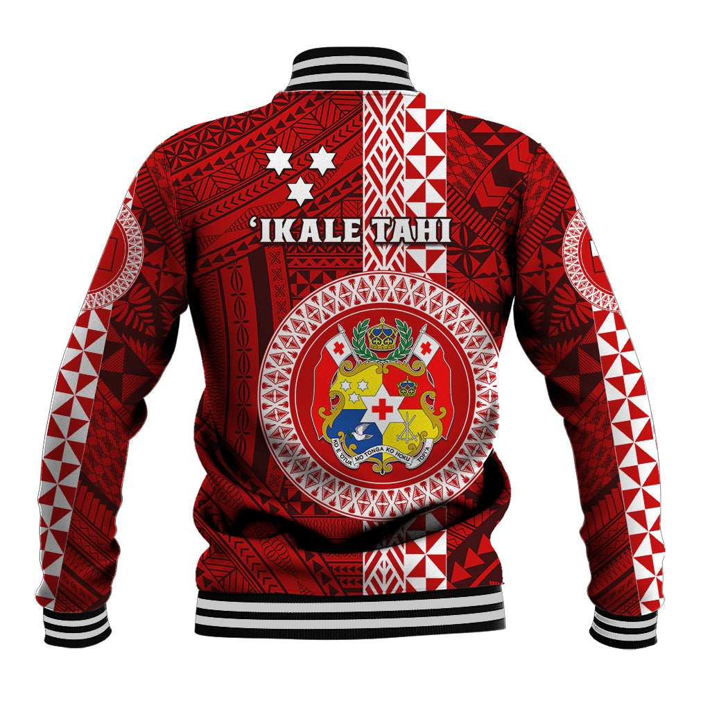 Tonga Rugby Baseball Jacket World Cup 2023 Coat Of Arms Ngatu Pattern LT05 - Polynesian Pride