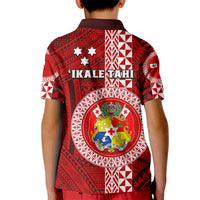 Tonga Rugby Kid Polo Shirt World Cup 2023 Coat Of Arms Ngatu Pattern LT05 - Polynesian Pride