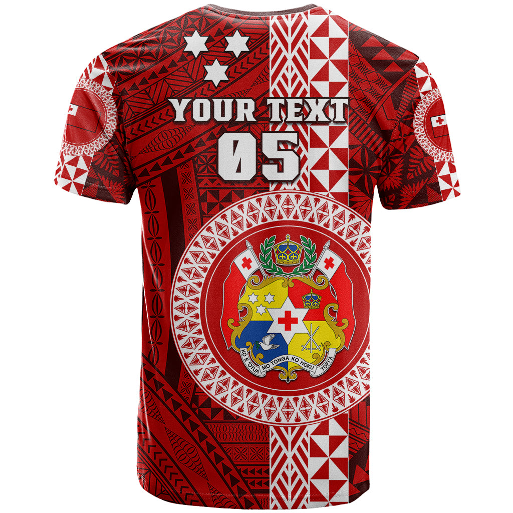 Custom Tonga Rugby T Shirt World Cup 2023 Coat Of Arms Ngatu Pattern LT05 - Polynesian Pride