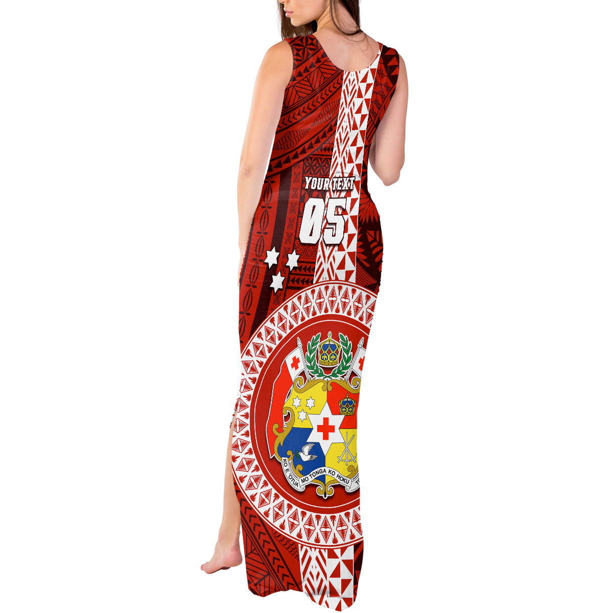 Custom Tonga Rugby Tank Maxi Dress World Cup 2023 Coat Of Arms Ngatu Pattern LT05 - Polynesian Pride