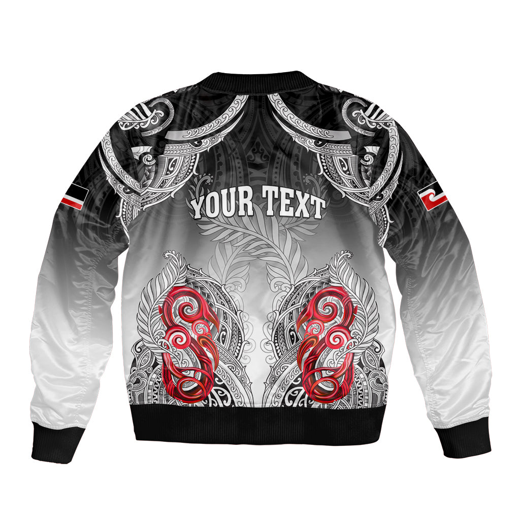 Personalised New Zealand Waitangi Day Sleeve Zip Bomber Jacket Aotearoa Te Ra O Waitangi Manaia Maori Pattern LT05 - Polynesian Pride