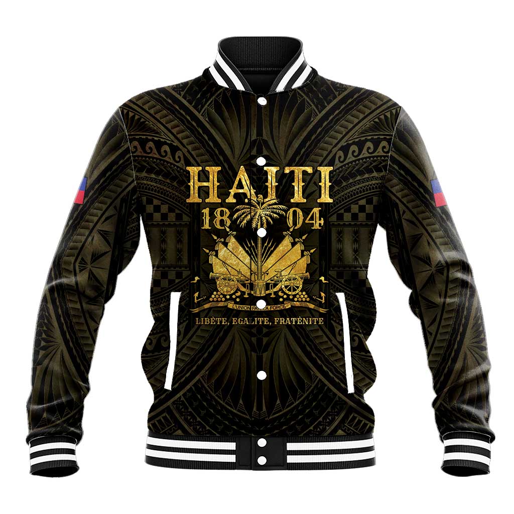 Haiti 1804 Baseball Jacket Polynesian Gold Neg Maron LT05 Unisex Gold - Polynesian Pride
