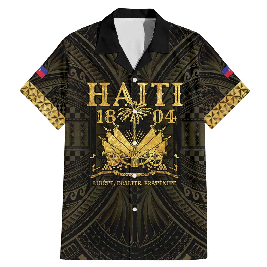 Haiti 1804 Family Matching Mermaid Dress and Hawaiian Shirt Polynesian Gold Neg Maron