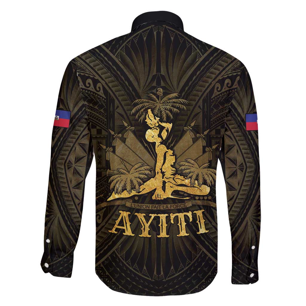 Haiti 1804 Family Matching Off Shoulder Maxi Dress and Hawaiian Shirt Polynesian Gold Neg Maron