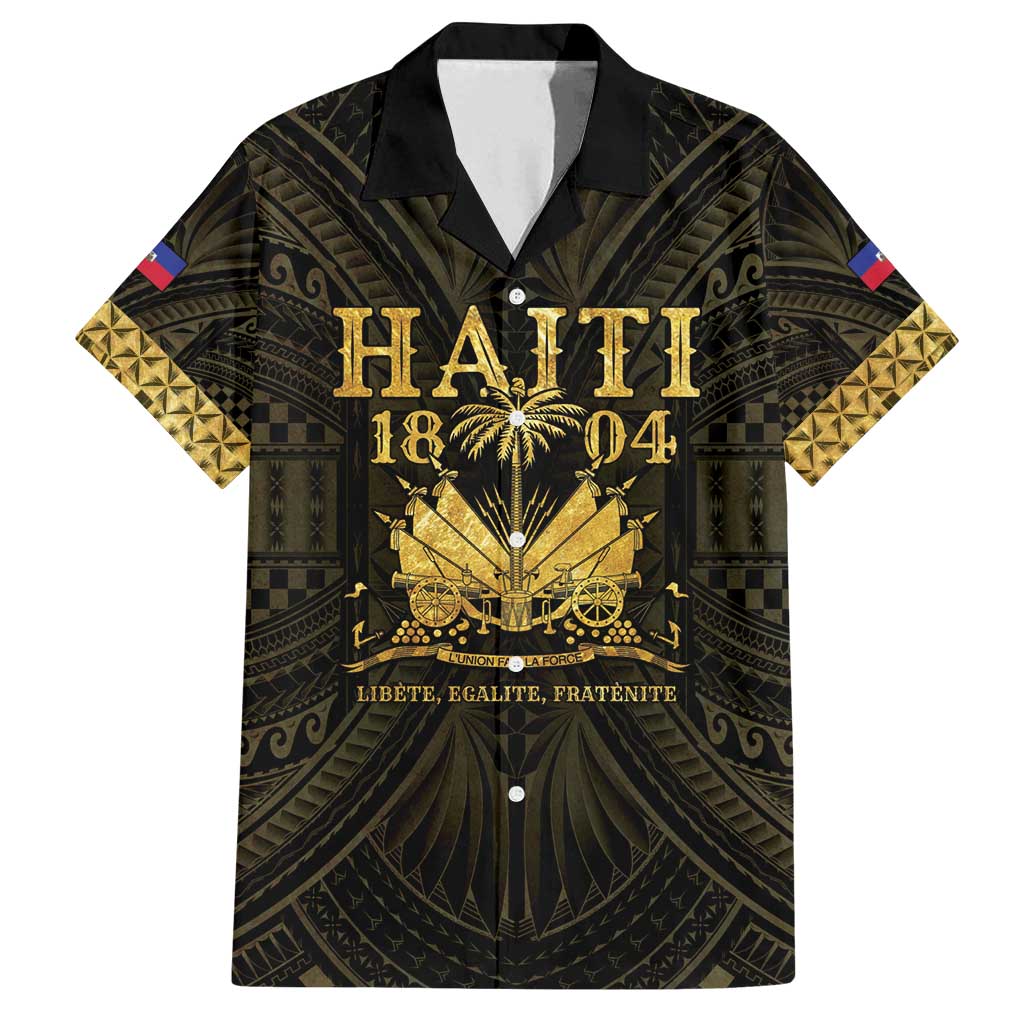 Haiti 1804 Family Matching Tank Maxi Dress and Hawaiian Shirt Polynesian Gold Neg Maron