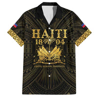 Haiti 1804 Family Matching Tank Maxi Dress and Hawaiian Shirt Polynesian Gold Neg Maron