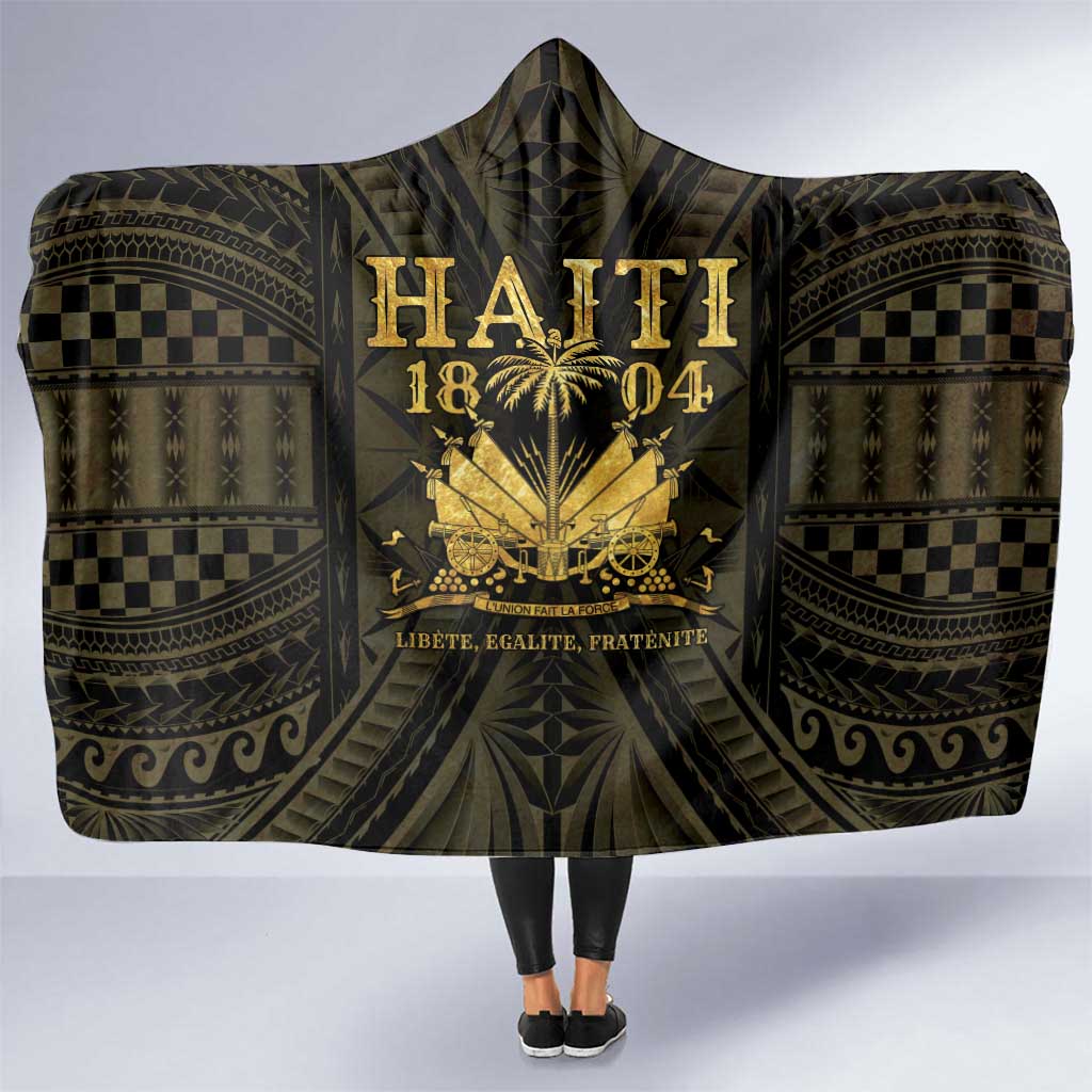 Haiti 1804 Hooded Blanket Polynesian Gold Neg Maron LT05 One Size Gold - Polynesian Pride