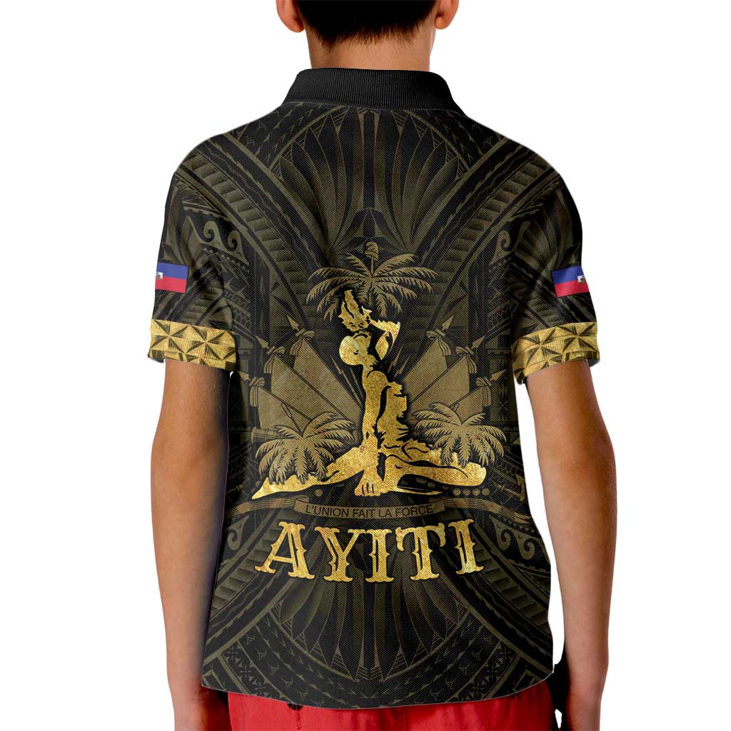 Haiti 1804 Kid Polo Shirt Polynesian Gold Neg Maron