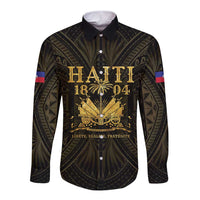 Haiti 1804 Long Sleeve Button Shirt Polynesian Gold Neg Maron
