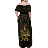 Haiti 1804 Off Shoulder Maxi Dress Polynesian Gold Neg Maron LT05 - Polynesian Pride