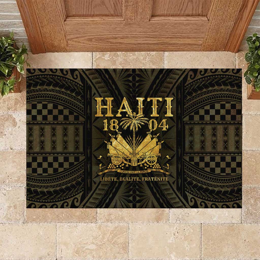 Haiti 1804 Rubber Doormat Polynesian Gold Neg Maron LT05 Gold - Polynesian Pride