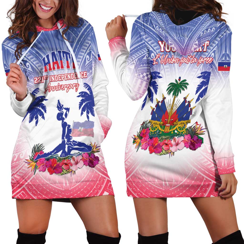 Personalised Haiti Independence Day Hoodie Dress Neg Maron Polynesian Style LT05