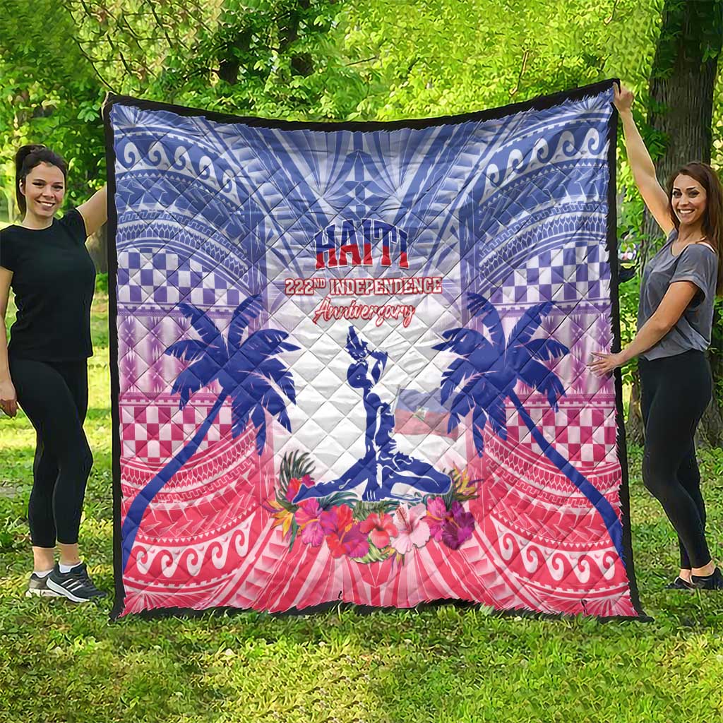 Haiti Independence Day Quilt Neg Maron Polynesian Style LT05