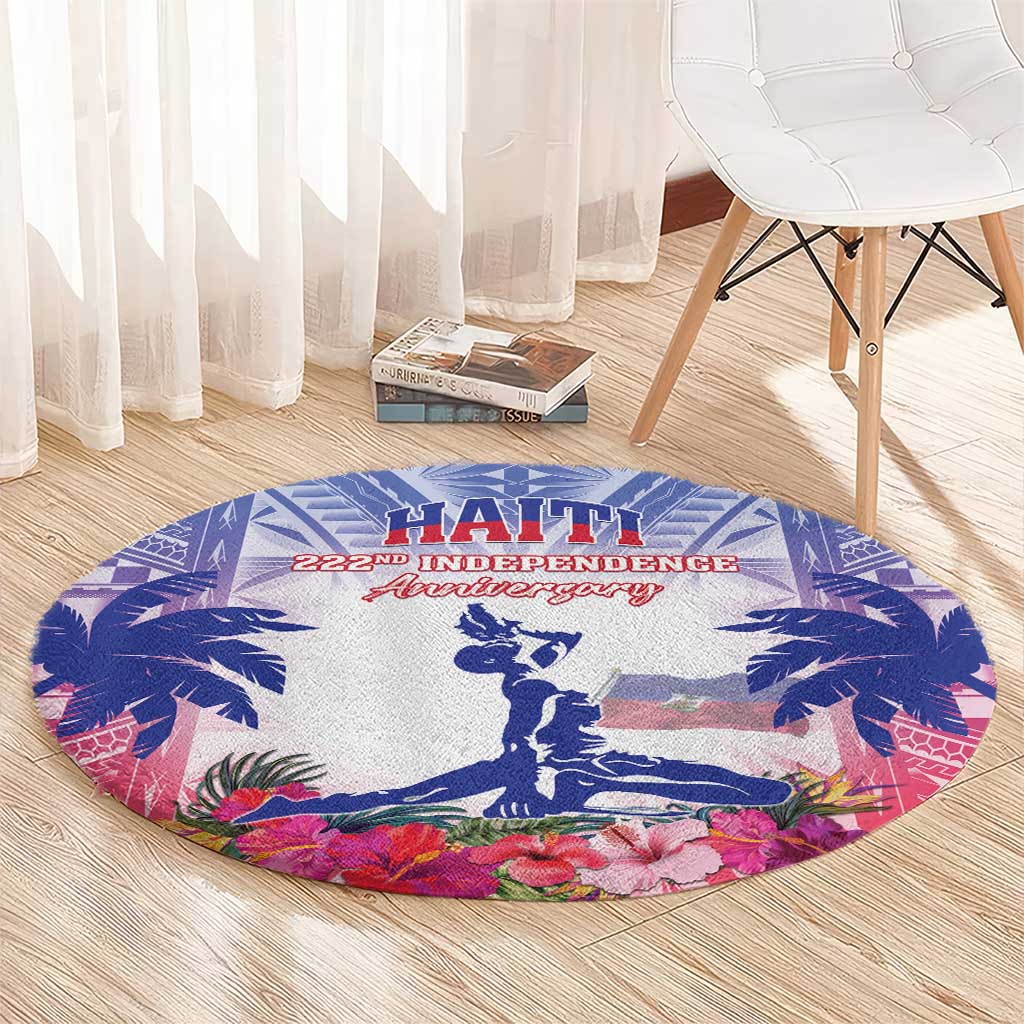 Haiti Independence Day Round Carpet Neg Maron Polynesian Style LT05