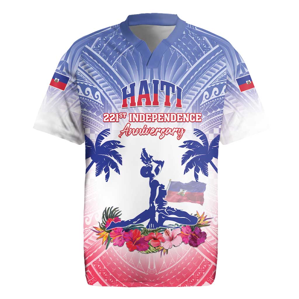 Personalised Haiti Independence Day Rugby Jersey Neg Maron Polynesian Style