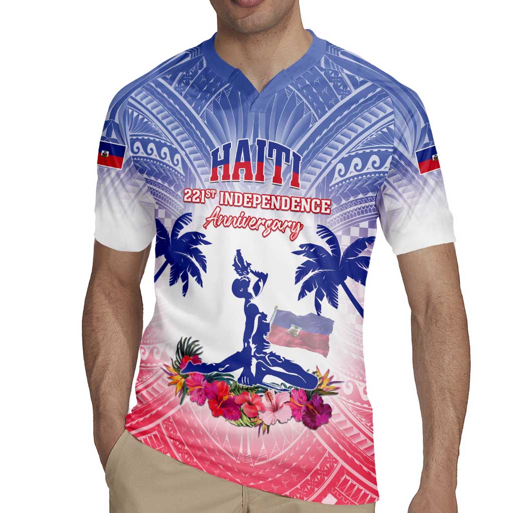 Personalised Haiti Independence Day Rugby Jersey Neg Maron Polynesian Style