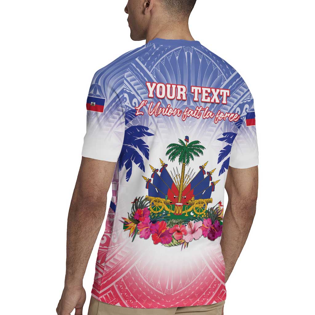 Personalised Haiti Independence Day Rugby Jersey Neg Maron Polynesian Style