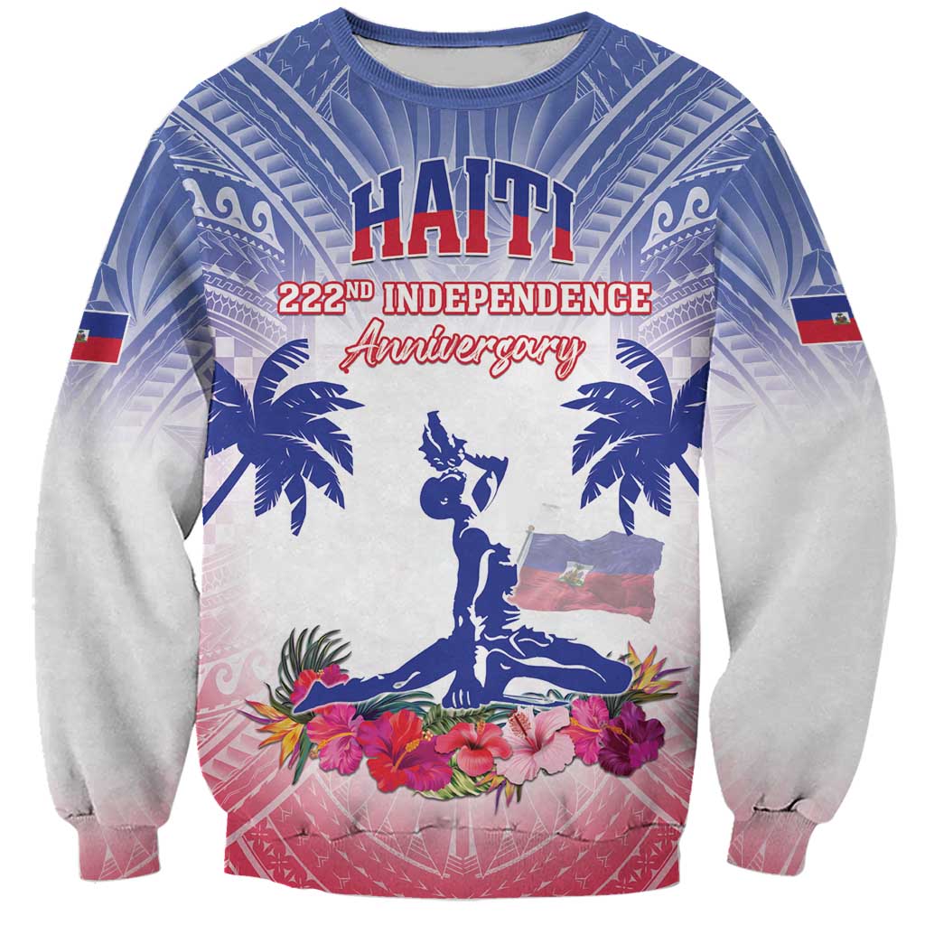Personalised Haiti Independence Day Sweatshirt Neg Maron Polynesian Style LT05 Unisex Blue - Polynesian Pride