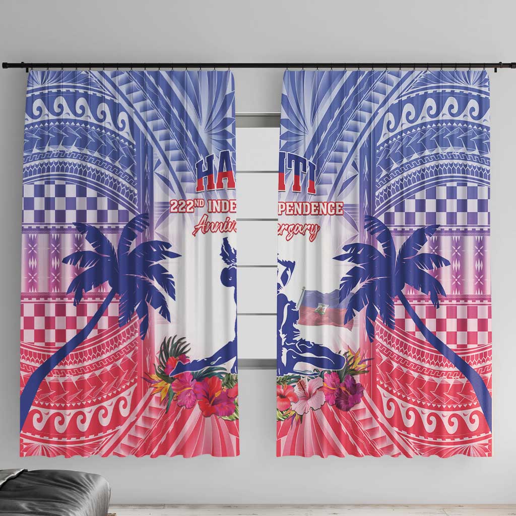 Haiti Independence Day Window Curtain Neg Maron Polynesian Style LT05
