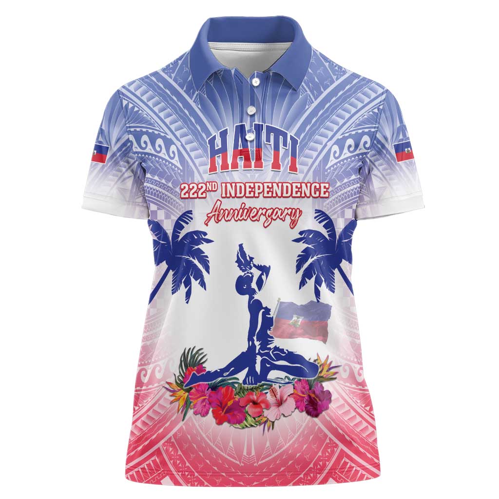 Personalised Haiti Independence Day Women Polo Shirt Neg Maron Polynesian Style LT05
