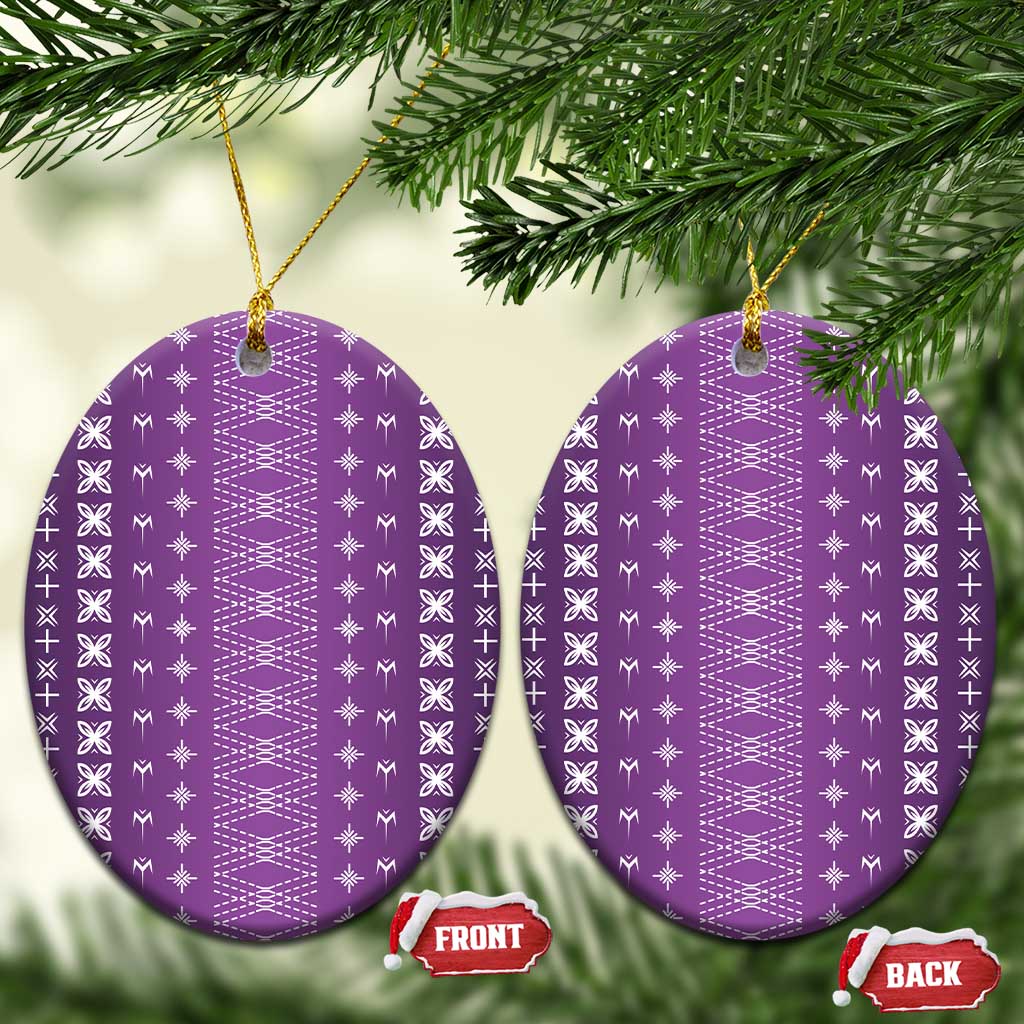 Purple Samoa Malu Tattoo Inspired Ceramic Ornament LT05 Oval Purple - Polynesian Pride