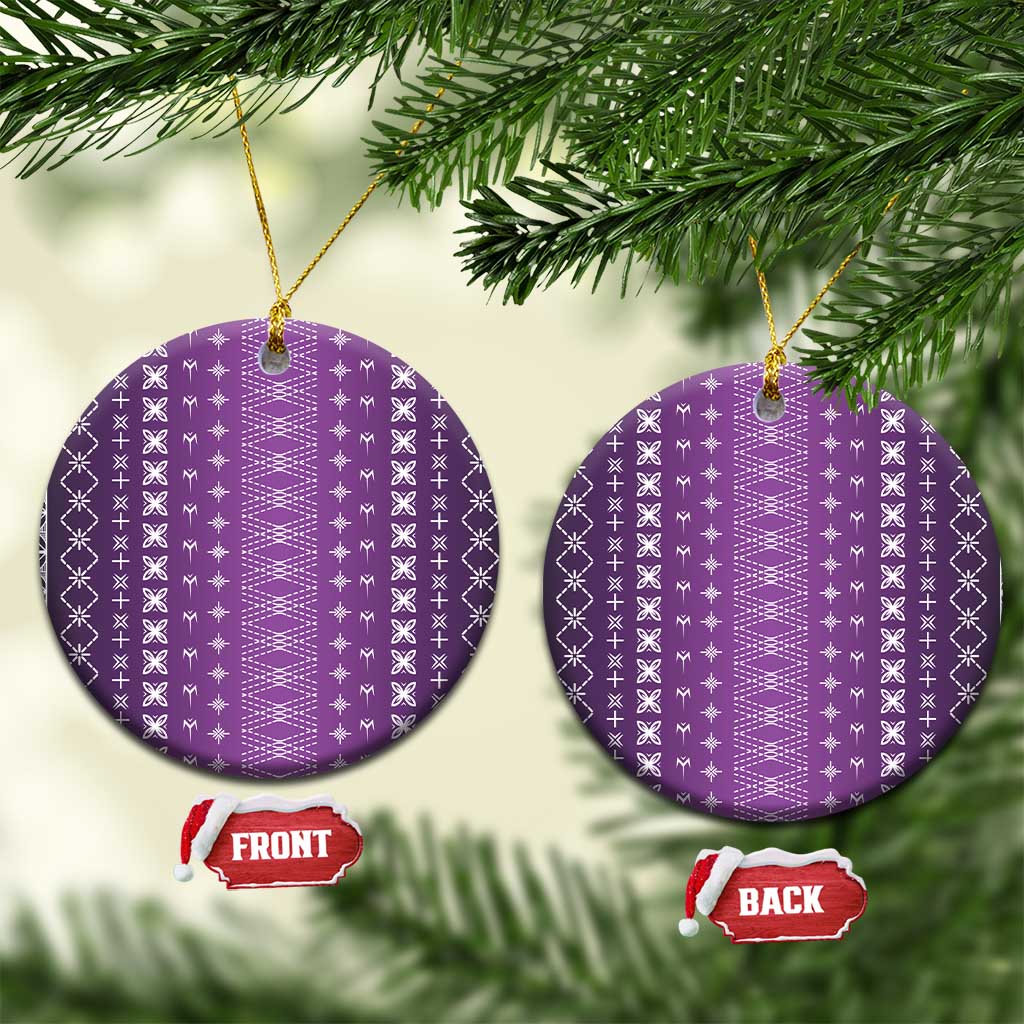 Purple Samoa Malu Tattoo Inspired Ceramic Ornament LT05 Circle Purple - Polynesian Pride