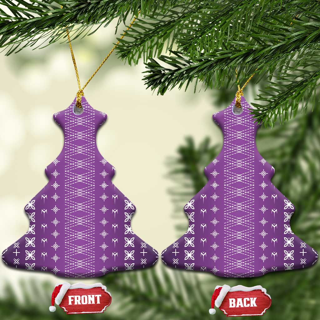 Purple Samoa Malu Tattoo Inspired Ceramic Ornament LT05 Christmas Tree Purple - Polynesian Pride