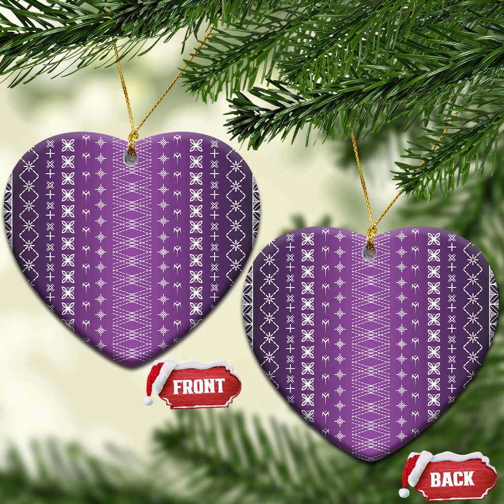 Purple Samoa Malu Tattoo Inspired Ceramic Ornament LT05 Heart Purple - Polynesian Pride