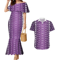 Purple Samoa Malu Tattoo Inspired Couples Matching Mermaid Dress and Hawaiian Shirt LT05 Purple - Polynesian Pride