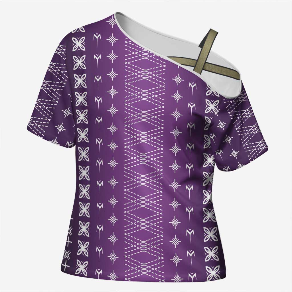 Purple Samoa Malu Tattoo Inspired Cross Shoulder Shirt - Polynesian Pride