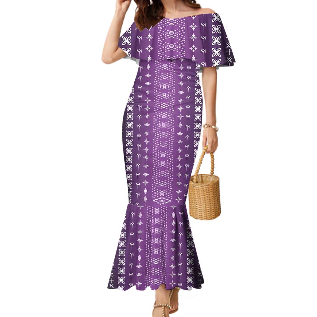 Purple Samoa Malu Tattoo Inspired Family Matching Mermaid Dress and Hawaiian Shirt LT05 Mom's Dress Purple - Polynesian Pride