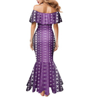 Purple Samoa Malu Tattoo Inspired Family Matching Mermaid Dress and Hawaiian Shirt LT05 - Polynesian Pride