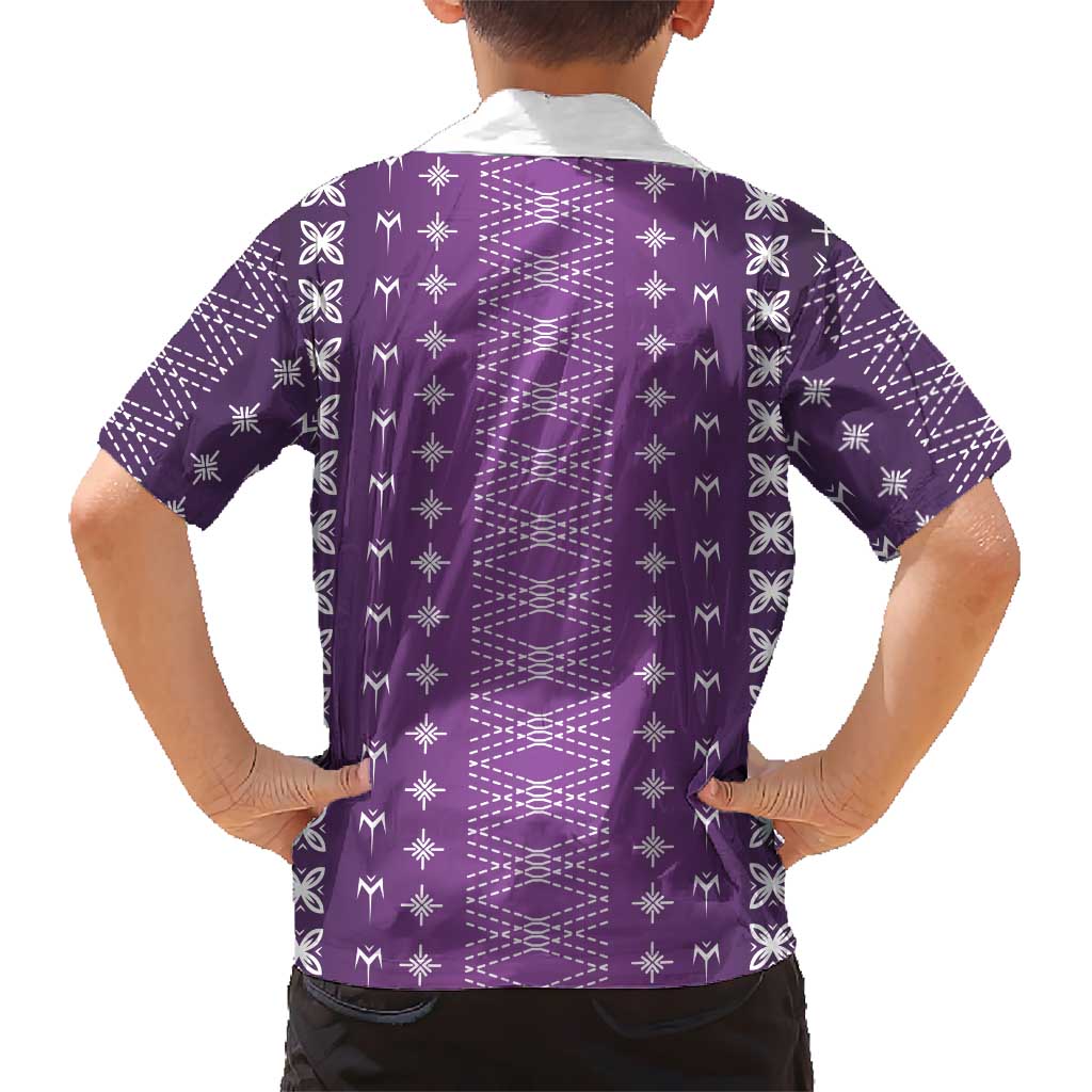 Purple Samoa Malu Tattoo Inspired Family Matching Off Shoulder Short Dress and Hawaiian Shirt LT05 - Polynesian Pride