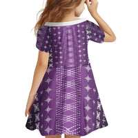 Purple Samoa Malu Tattoo Inspired Family Matching Off Shoulder Short Dress and Hawaiian Shirt LT05 - Polynesian Pride