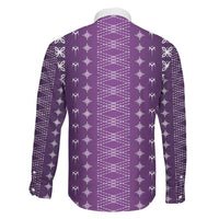 Purple Samoa Malu Tattoo Inspired Family Matching Off Shoulder Short Dress and Hawaiian Shirt LT05 - Polynesian Pride