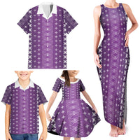 Purple Samoa Malu Tattoo Inspired Family Matching Tank Maxi Dress and Hawaiian Shirt LT05 - Polynesian Pride