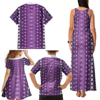 Purple Samoa Malu Tattoo Inspired Family Matching Tank Maxi Dress and Hawaiian Shirt LT05 - Polynesian Pride