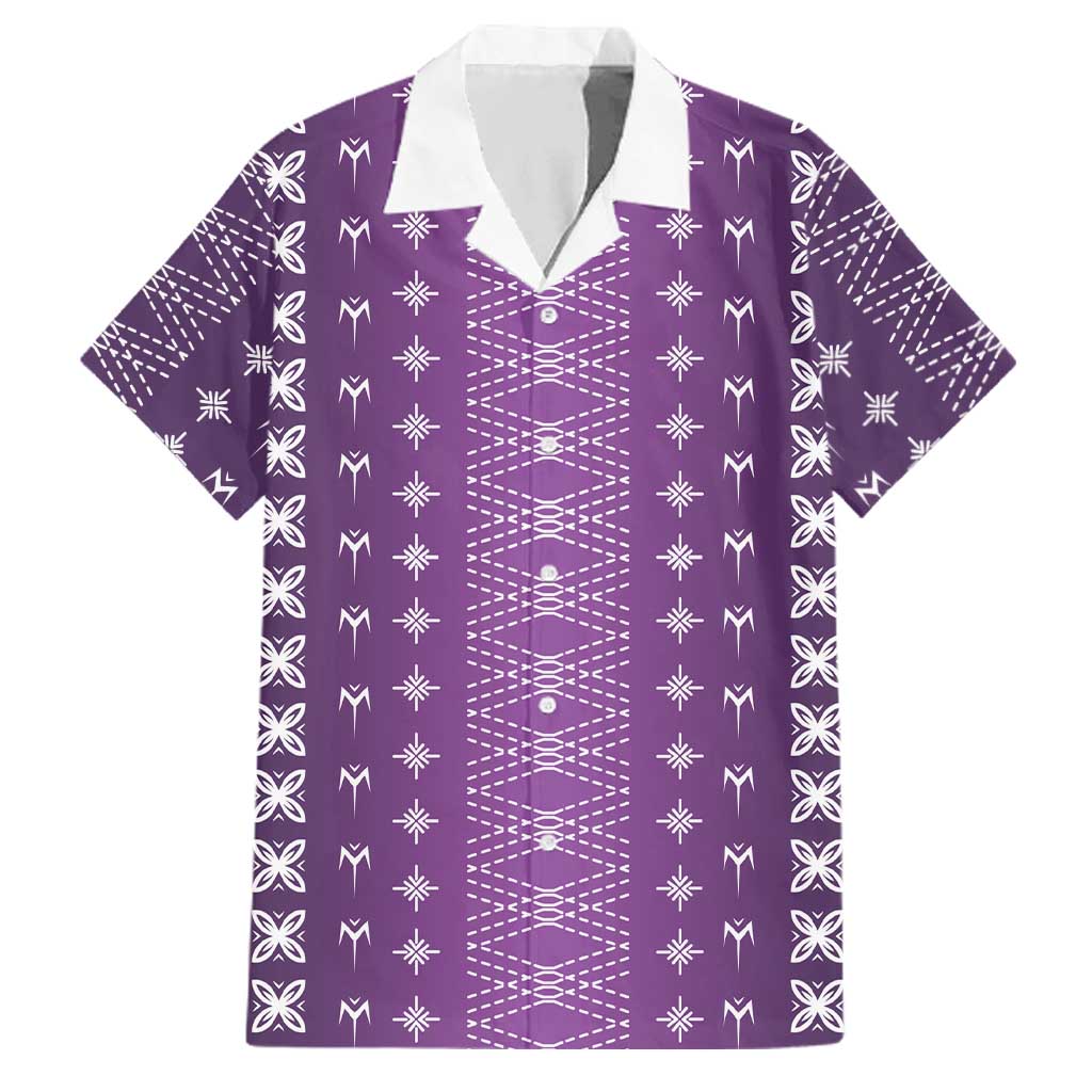 Purple Samoa Malu Tattoo Inspired Family Matching Tank Maxi Dress and Hawaiian Shirt LT05 Dad's Shirt - Short Sleeve Purple - Polynesian Pride