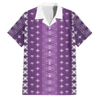 Purple Samoa Malu Tattoo Inspired Family Matching Tank Maxi Dress and Hawaiian Shirt LT05 Dad's Shirt - Short Sleeve Purple - Polynesian Pride