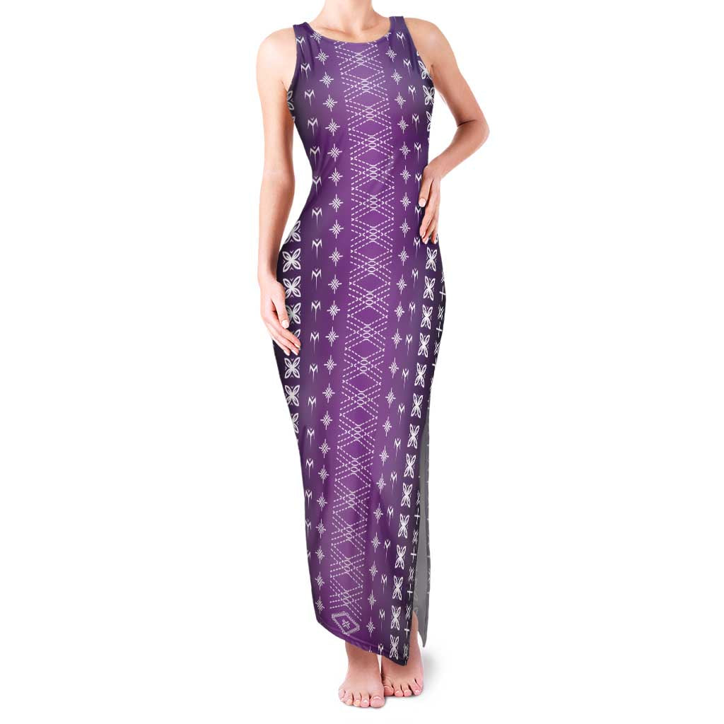 Purple Samoa Malu Tattoo Inspired Family Matching Tank Maxi Dress and Hawaiian Shirt LT05 Mom's Dress Purple - Polynesian Pride