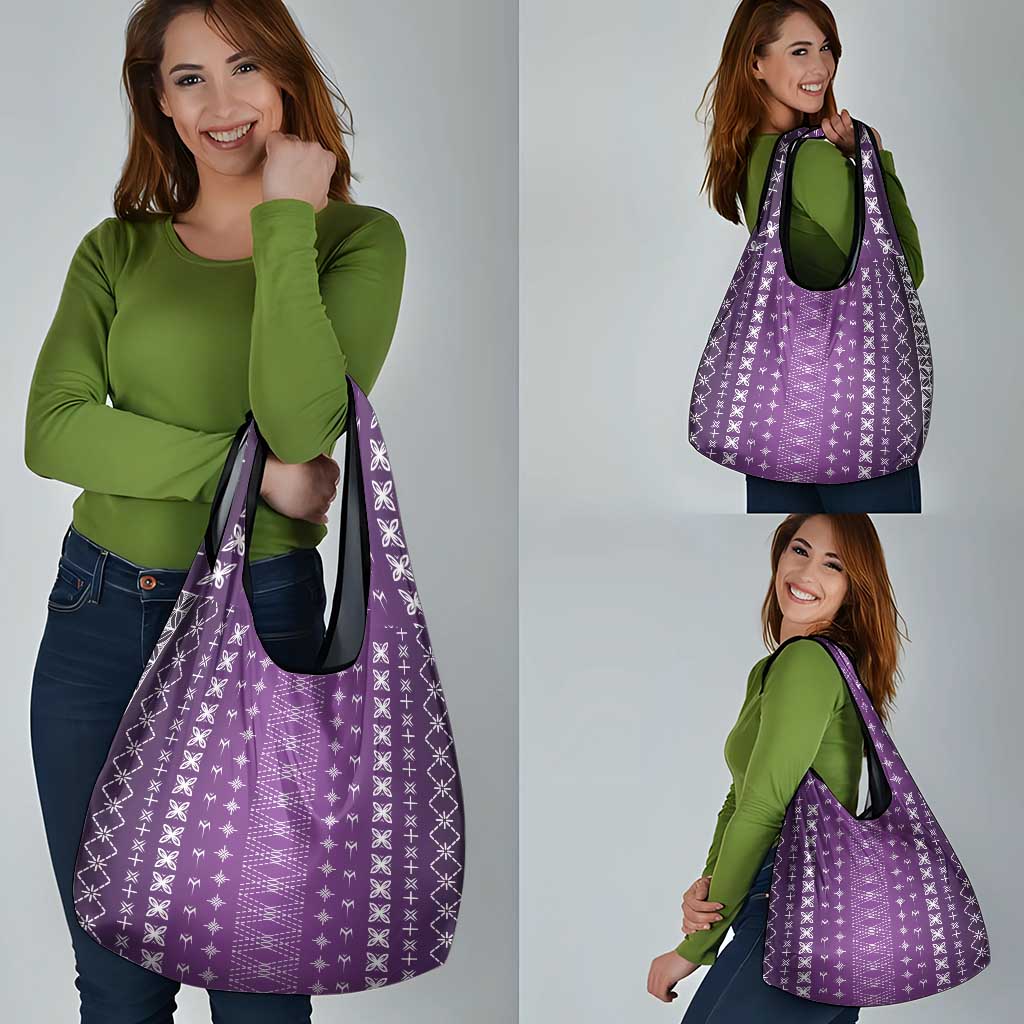Purple Samoa Malu Tattoo Inspired Grocery Bag - Polynesian Pride