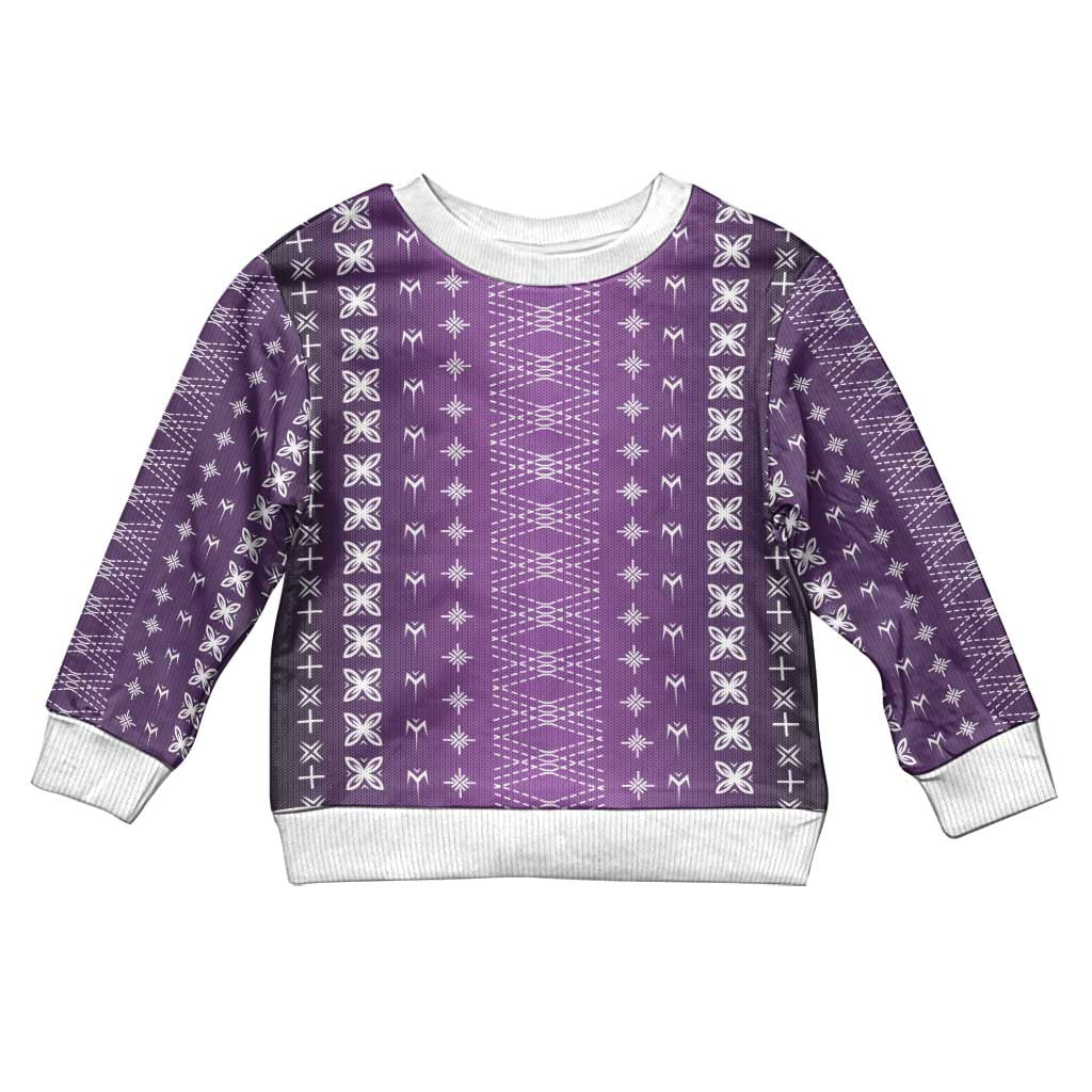 Purple Samoa Malu Tattoo Inspired Kid Ugly Christmas Sweater LT05 Kid Purple - Polynesian Pride