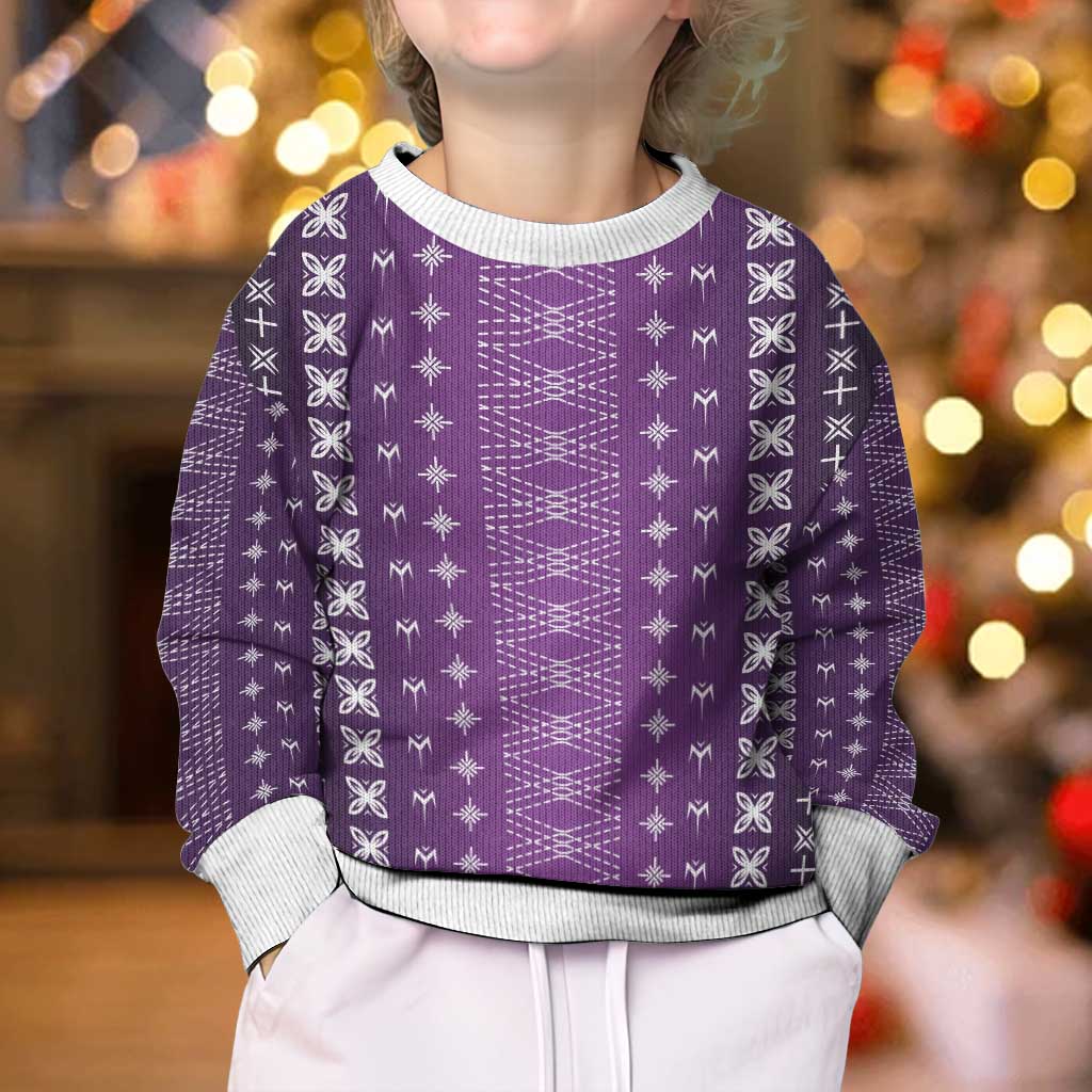 Purple Samoa Malu Tattoo Inspired Kid Ugly Christmas Sweater LT05 - Polynesian Pride