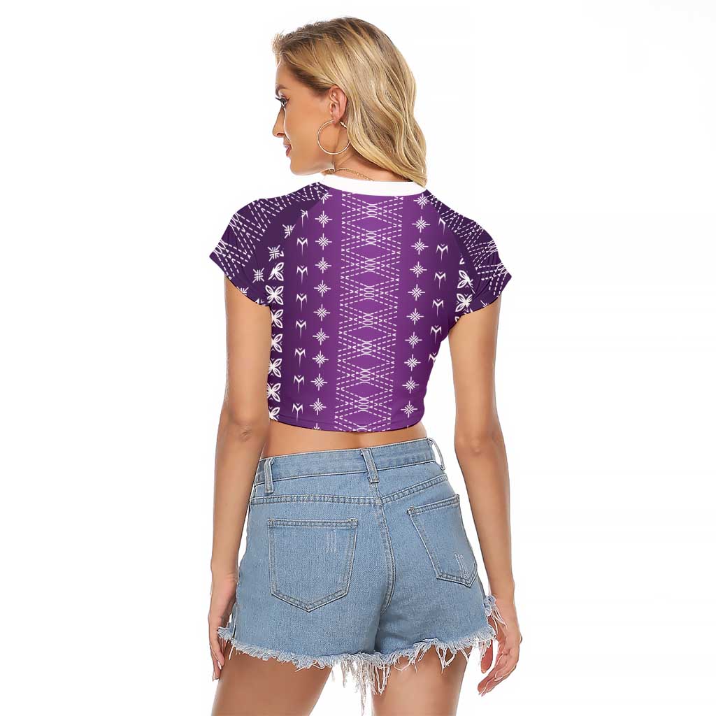 Purple Samoa Malu Tattoo Inspired Raglan Cropped T Shirt - Polynesian Pride
