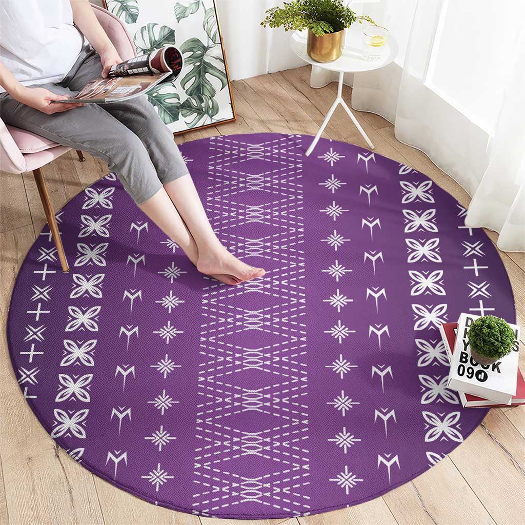 Purple Samoa Malu Tattoo Inspired Round Carpet LT05 - Polynesian Pride