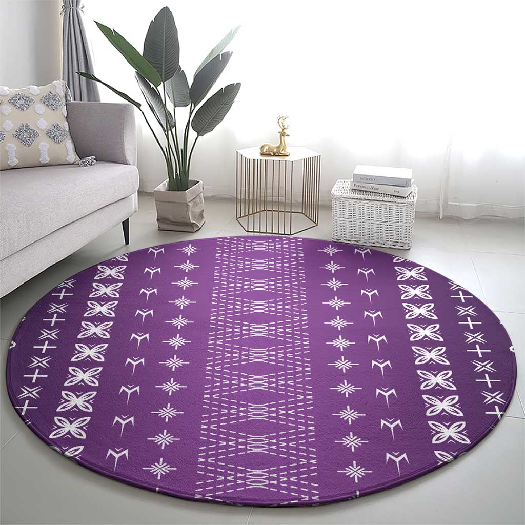 Purple Samoa Malu Tattoo Inspired Round Carpet LT05 - Polynesian Pride