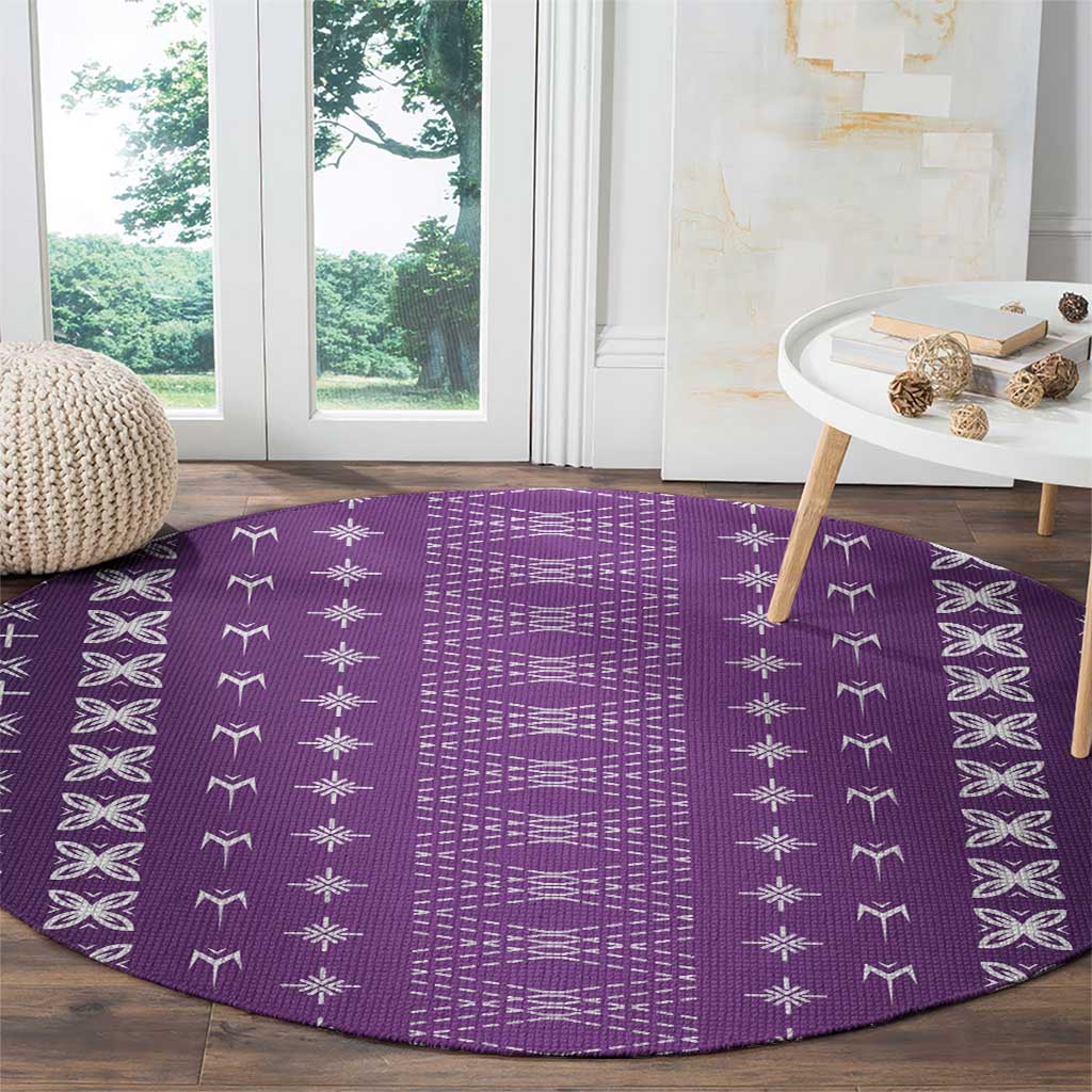 Purple Samoa Malu Tattoo Inspired Round Carpet LT05 - Polynesian Pride