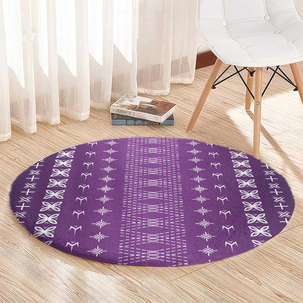 Purple Samoa Malu Tattoo Inspired Round Carpet LT05 - Polynesian Pride