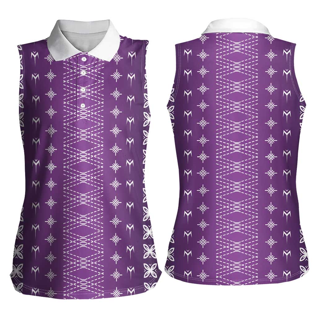 Purple Samoa Malu Tattoo Inspired Women Sleeveless Polo Shirt LT05 - Polynesian Pride