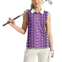 Purple Samoa Malu Tattoo Inspired Women Sleeveless Polo Shirt LT05 - Polynesian Pride